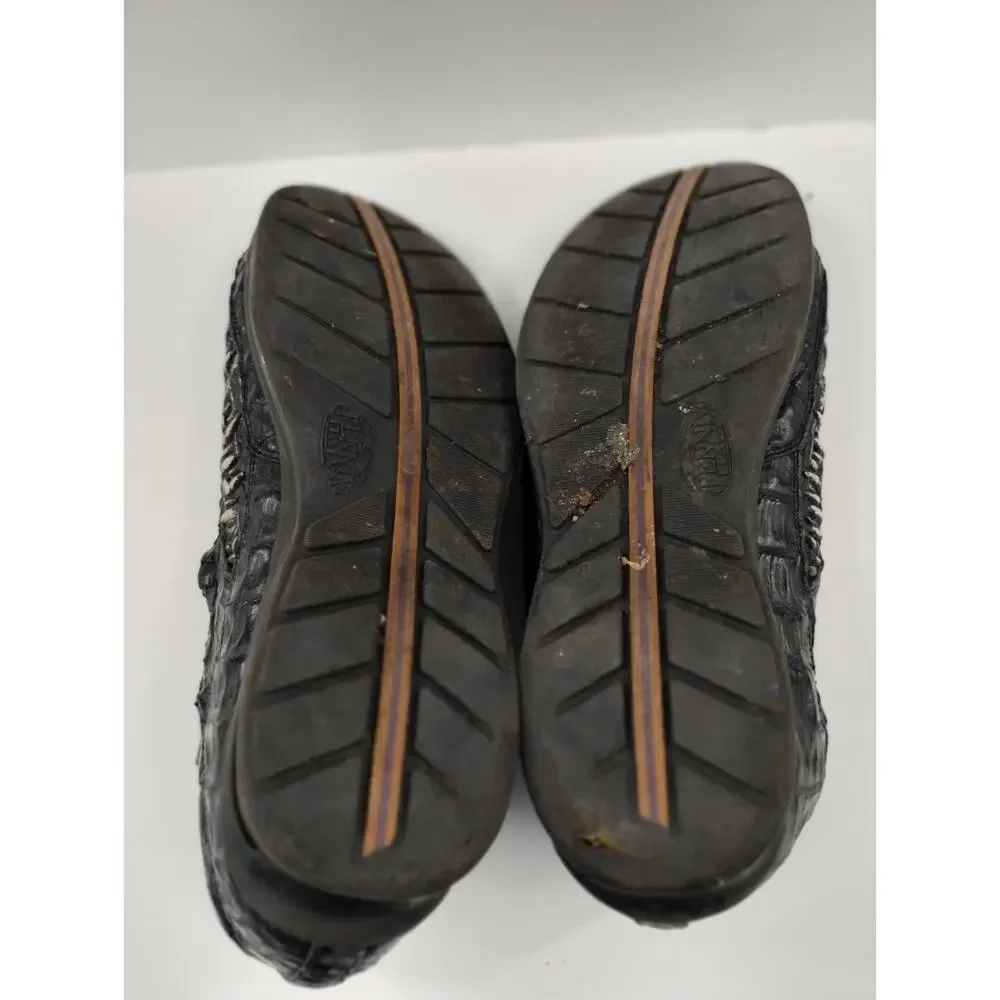 FENNIX ITALY 3044 Men's Black Alligator Hornback Crocodile Sneakers M13 CUSTOM
